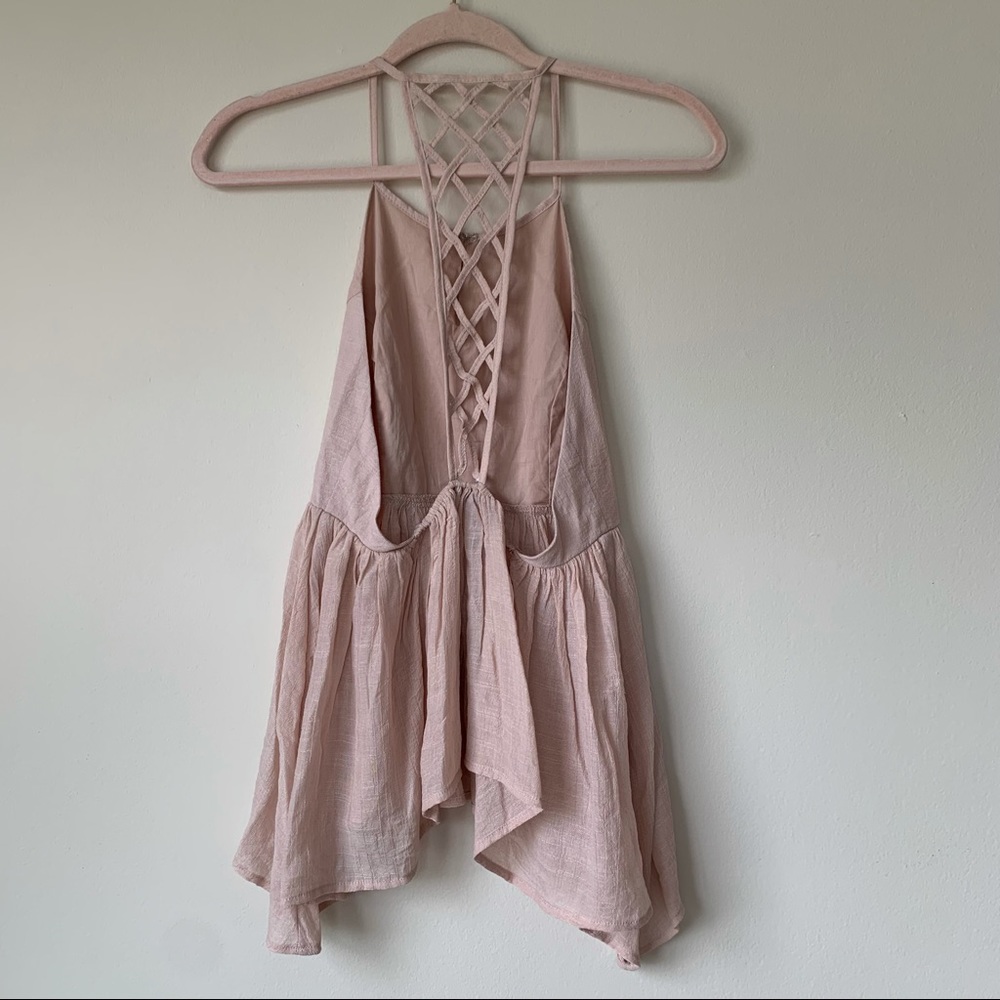 Lunik NWT Blush Pink Strappy Open Back Tank Halter Size Small - Picture 2 of 6